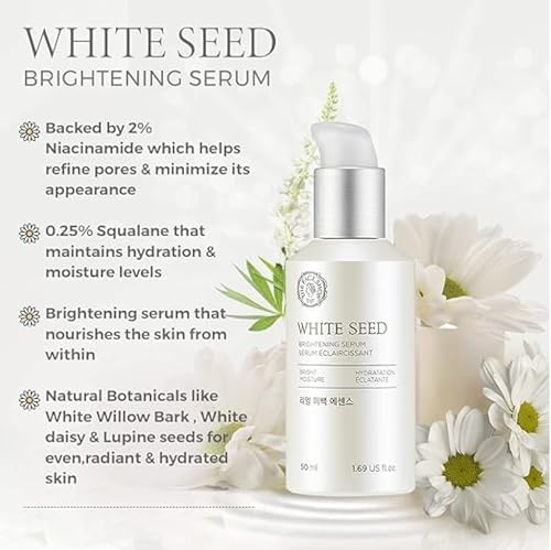 The Face Shop Whiteseed Brightening Serum | Deep Skin Brightening, Boost Moisturization & Pore Minimize | Skin Texture & Clarity Improvement, Dullness Reducing, 1.69 Fl Oz