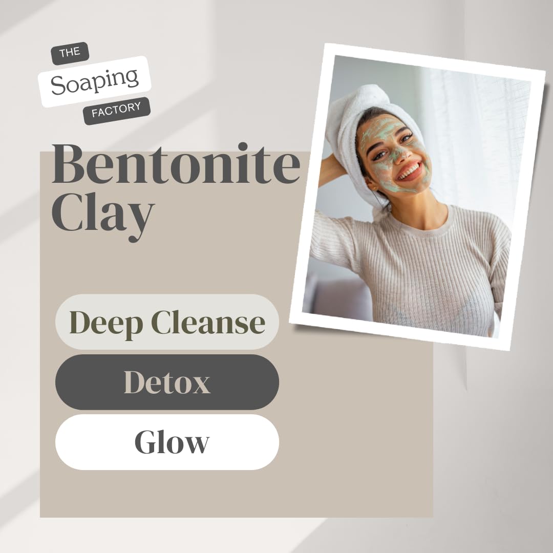 Bentonite Clay Powder – 32 ounce (2 pound) – Natural Indian Healing Clay for Face, Body, Hair, & Detox Baths – Deep Pore Cleansing & Skin Detox