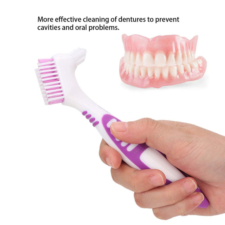 Denture Brush, 2pcs/set, Specially Designed to Thorough Cleaning Dentures & Bridges