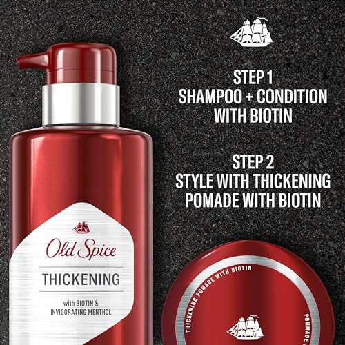 Old Spice Thickening 2-in-1 Men's Shampoo and Conditioner with Biotin and Invigorating Menthol, 17.9 oz
