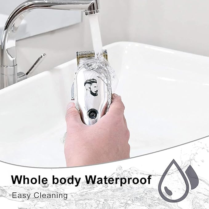 Hatteker Mens Hair Clipper Beard Trimmer Hair Trimmer for Men Cordless Clippers Professional Barbers Grooming Kit IPX7 Waterproof, Rechargeable, Colorful Combs, Silver