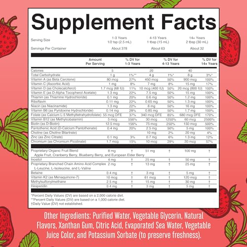 MaryRuth Organics Multivitamin for Women Men & Kids | Sugar Free | Vegan | Vitamin A, C, D, E, B12, Zinc | Daily Vitamins for Kids, Men, Women| Energy & Beauty Booster Multimineral | 32 Fl Oz