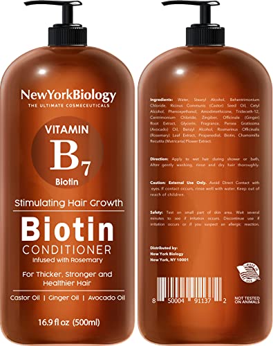 New York Biology Biotin Shampoo and Conditioner Set for Hair Growth and Thinning Hair - Thickening Formula for Hair Loss Treatment - For Men & Women - Anti Dandruff - 16.9 Fl Oz