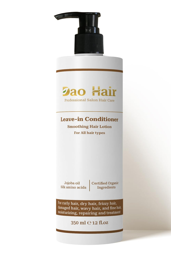 Dao Hair Leave-In Conditioner with Jojoba, Silk and Camellia for Hydration and Repair, Anti-Frizz, for Dry, Curly and Wavy Hair, 12oz