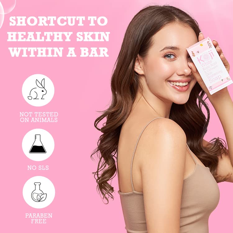 Koji White Kojic Acid & Collagen Skin Brightening Soap for Face & Natural Glowing Skin - Moisturizer, Body Cleansing Bar, Reduce the Appearance of Wrinkles, Vegan, Paraben-Free, 2.82 oz (2 Bars)