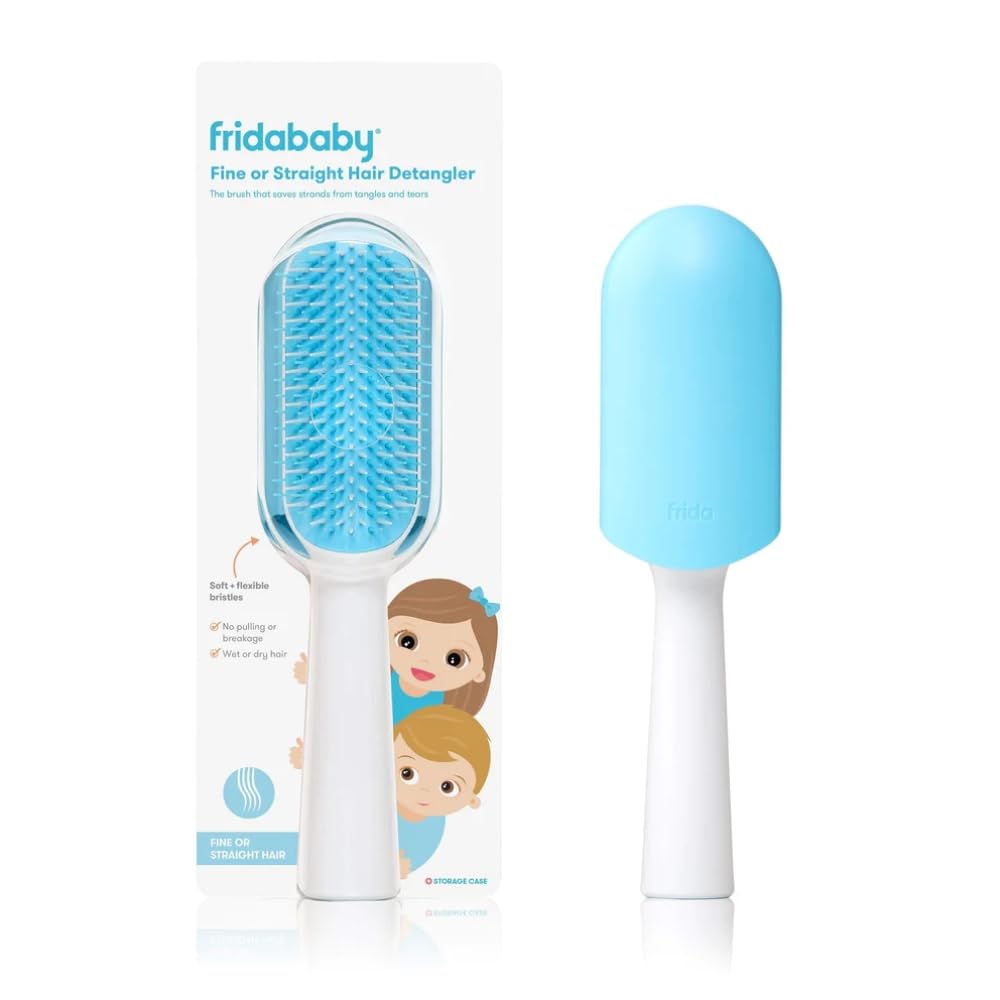 FridaBaby Fine or Straight Hair Detangling Kids Brush, Detangles Knots Without Tears or Breakage, Comb Teeth and Bristle Design