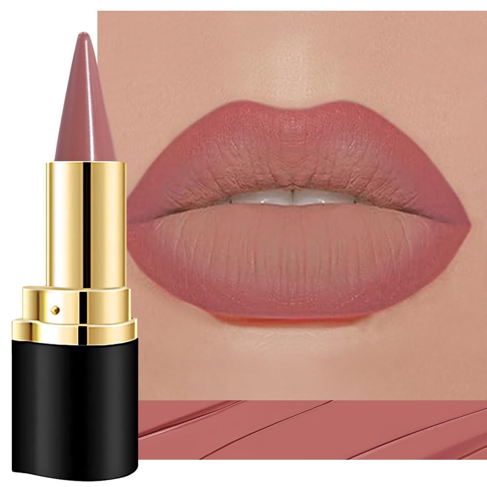 evpct Antique Rose Matte Lip Liner and Lipstick Combo Set for Women Long Lasting, Light Dusty Rose Matte Cream Gradient Lipstick and Lip Liner Crayon Contour Pencil Makeup, Flawless Ombre Effect