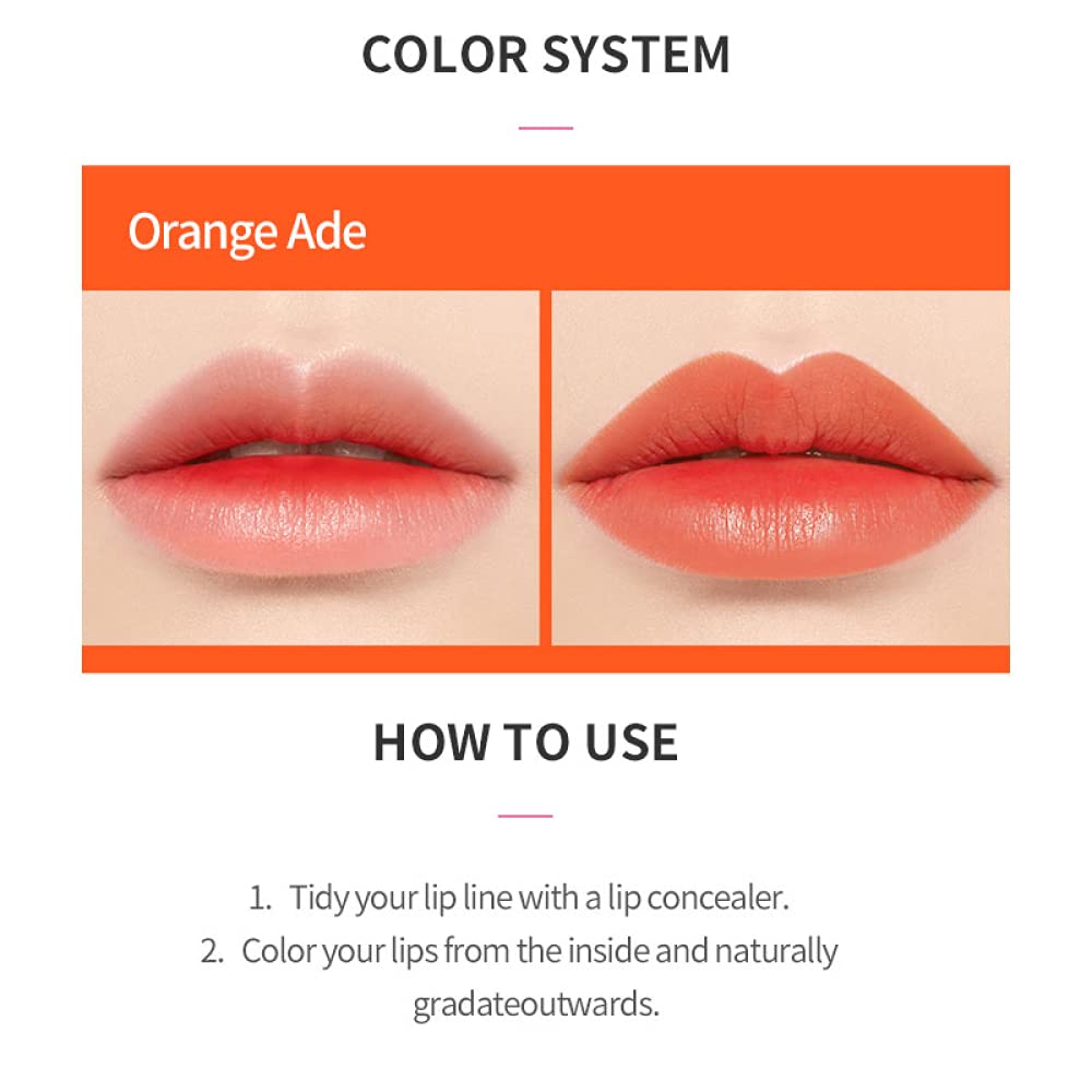 ETUDE HOUSE Dear Darling Water Tint Orange Ade | Bright Vivid Color Lip Tint with Moisturizing Pomegranate & Grapefruit Extract to Hydrate your Lips