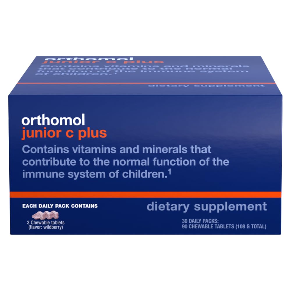 Orthomol Immun Junior C Plus, Kid's Multivitamin, Wildberry Flavor, 30-Day Supply