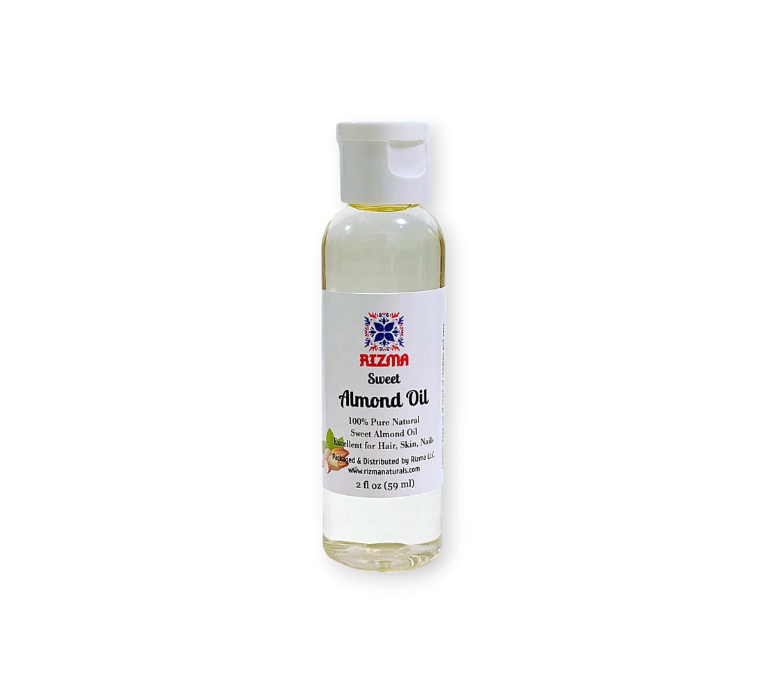 RIZMA 100% Pure and Natural Sweet Almond Oil – Travel Size 2oz Bottle