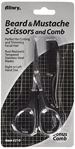Allary Men's Beard and Mustache Scissors, Mini Comb Trimming Kit