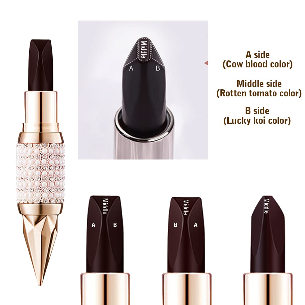 Waterproof Makeup Lipstick Moisturizer Smooth Lip Stick One Lipstick Three Colors 3 Colors in 1 Matte Lipstick Velvet Texture Moisturizing Lipstick Three-color Lipstick Velvet Matte Long Lasting