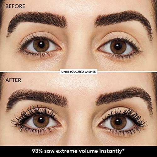 bareMinerals Maximist Phyto-Fiber Volumizing Black Mascara for Visibly Thicker Lashes, All-Day Wear, Waterproof Mascara Black, Vegan