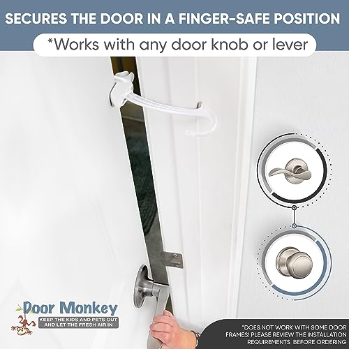 DOOR MONKEY Child Proof Door Lock & Pinch Guard - For Door Knobs & Lever Handles - Easy to Install - No Tools or Tape Required - Baby Safety Door Lock For Kids - Very Portable - Great for Dogs & Cats