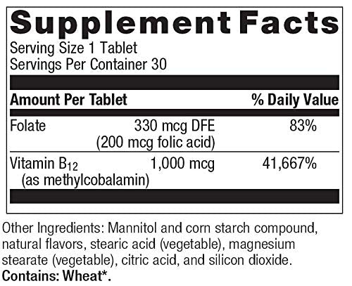 Bariatric Advantage B-12 Speedy Melts, Vitamin B12 1000 mcg Supplement, Fast Melting with 200 mcg of Folic Acid for Nutritional Support - Black Cherry, 30 Count