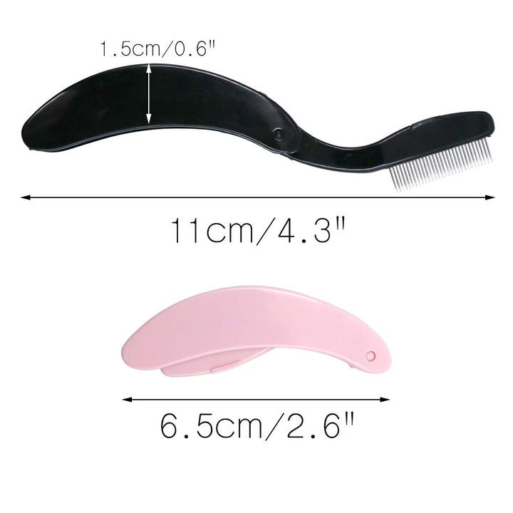 G2PLUS Folding Eyelash Comb, 3 PCS Eyebrow Comb Metal Teeth, Professional Tool for Define Lash & Brow