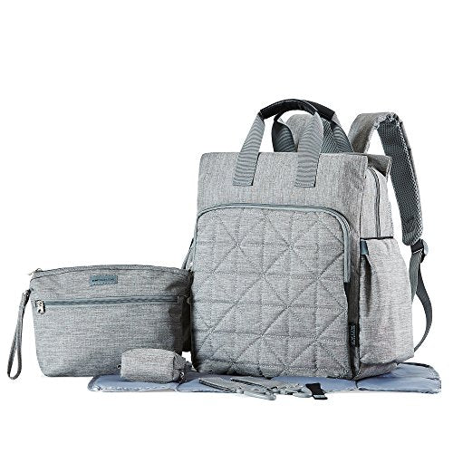 SoHo Kenneth Diaper Backpack 6Pc Set Tote Bag, Gray