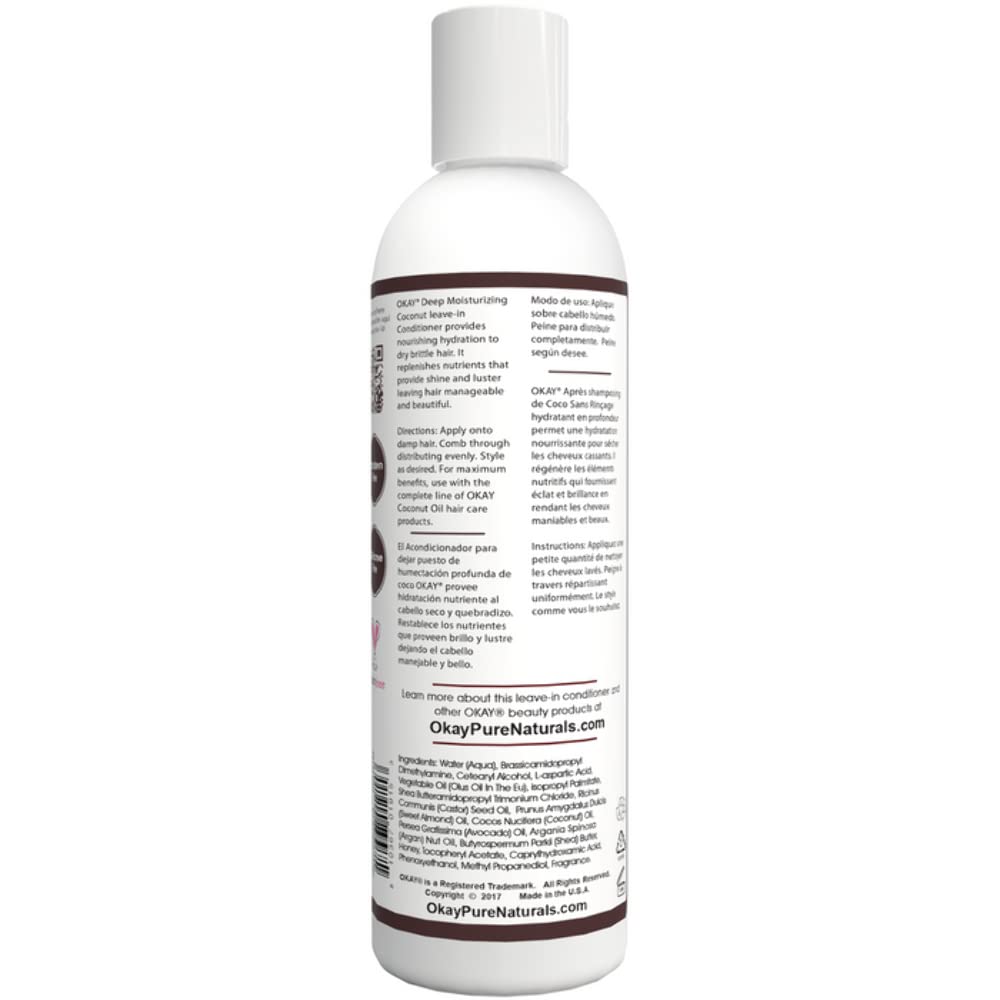OKAY Coconut Oil Deep Moisturizing Leave-in Conditioner, 8 Ounce