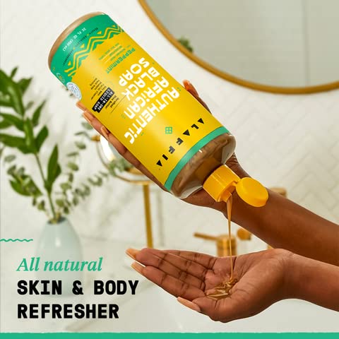 Alaffia - Authentic African Black Soap, Peppermint, 32 Ounces