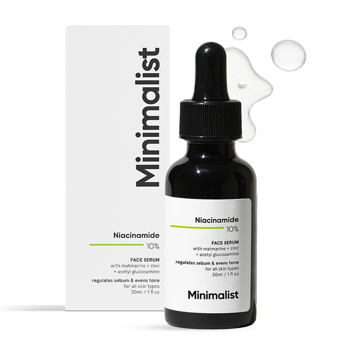 Minimalist 10% Niacinamide Face Serum for Acne Control & Oil Balancing with Zinc | Pore Minimizer for Face | Clears Acne Marks & Blemishes for Even Skin Tone | For Women & Men | 1 Fl Oz / 30 ml