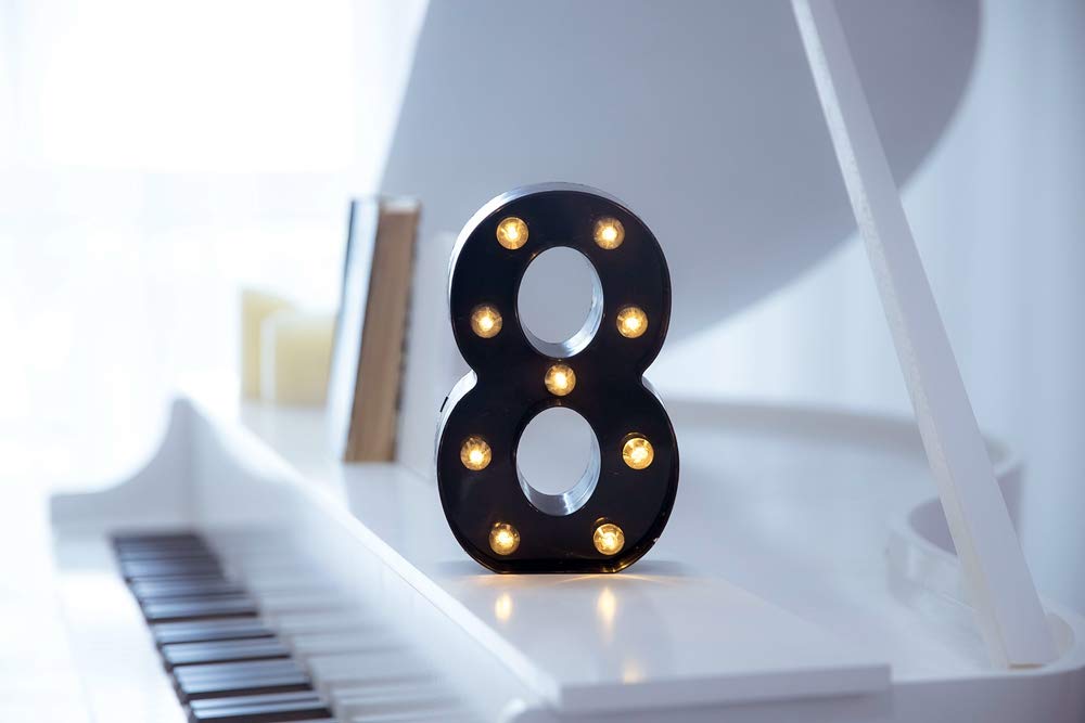 Foaky Black LED Marquee Number Lights Sign Light Up Marquee Number Lights Sign for Night Light Wedding Birthday Party Battery Powered Christmas Lamp Home Bar Decoration
