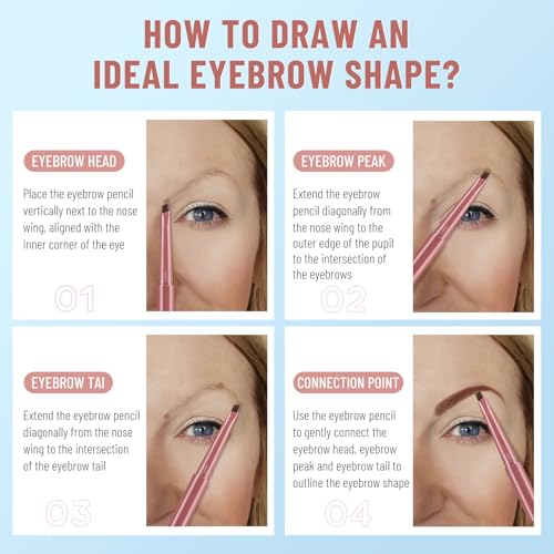 UCANBE 3-In-1 Eyebrow Makeup Pencil: Triangle Retractable Definer Eyebrow Pen, Waterproof Brow Gel And Fills Eye Brow Powder, Create Natural Brows(02 Medium Brown)