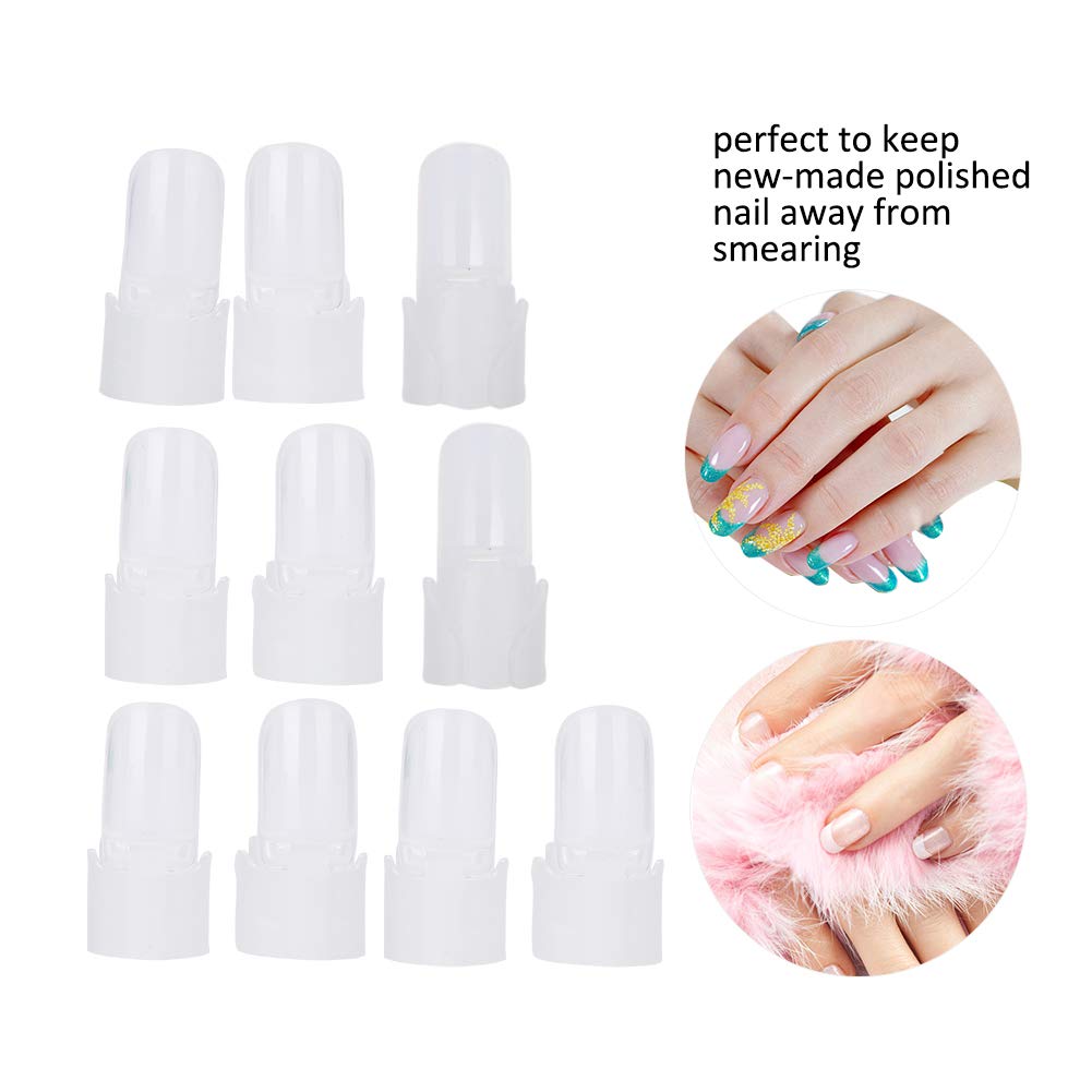 Nail Polish Protector, Finger Nail Protector Tips 10Pcs/set Nail Polish Varnish Protector Holder Manicure Finger Nail Art Tips Cover Shield