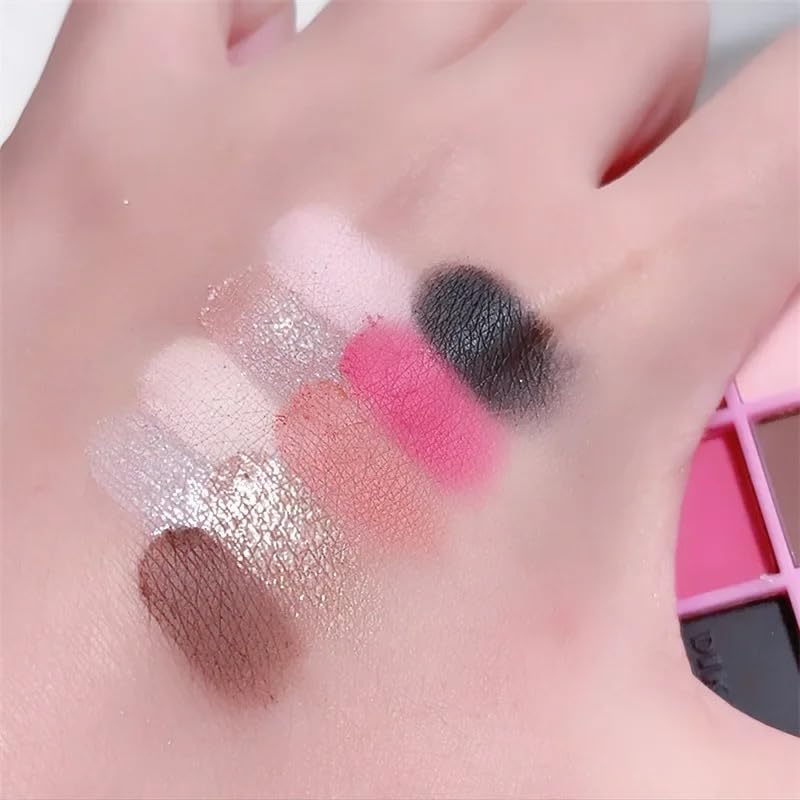 TKDKSFD 9 Color Eye Shadow Palette Shiny Matte Eye Pigment Lasting Eye Makeup Charming Eye Cosmetic Glitter Pearly Eyeshadow Rose Gray