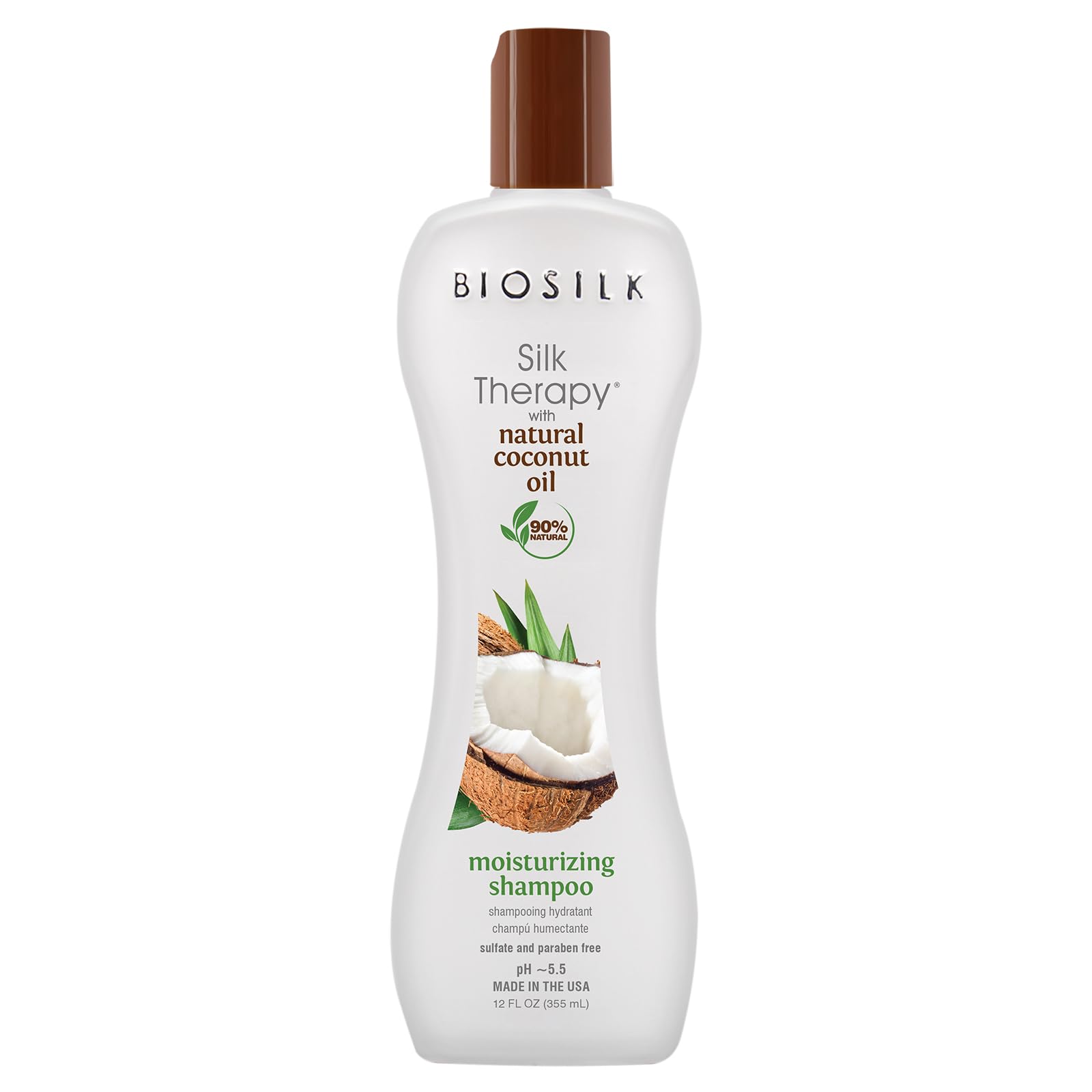 BioSilk Silk Therapy with Natural Coconut Oil Moisturizing Shampoo, Cleanses & Replenishes Moisture, Sulfate, Paraben & Cruelty-Free, 12 Oz