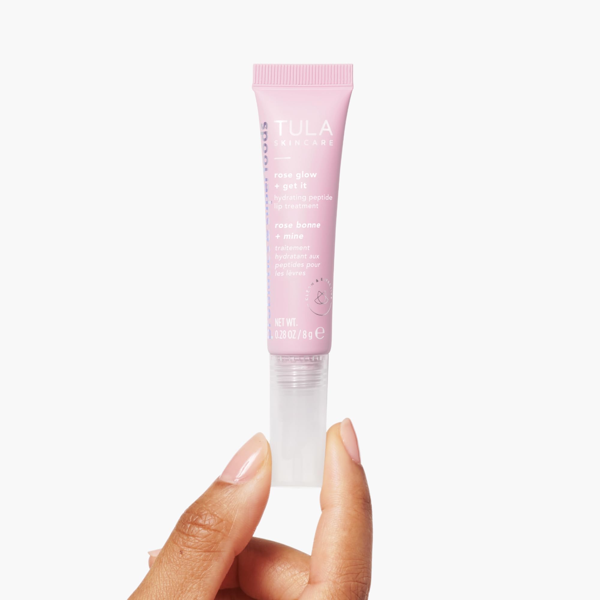 TULA Skin Care Rose Glow + Get It Lip Balm - Hydrating Peptide Lip Treatment with Hyaluronic Acid & Vitamin E, 0.28 oz.