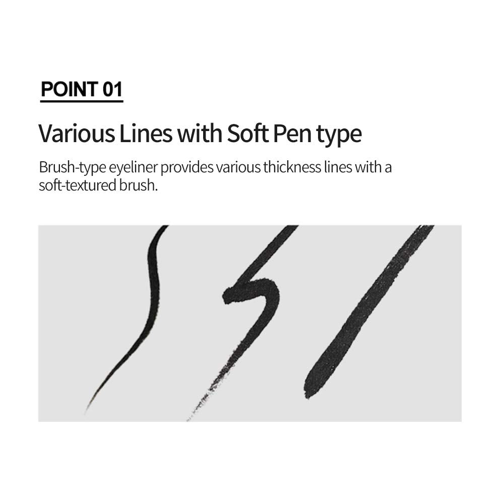 ETUDE Drawing Show Brush Eyeliner - Brown | Clear-Cut Soft Brush Eyeliner for a Long-Lasting Eyes Makeup | Korean Makeup, K-beauty