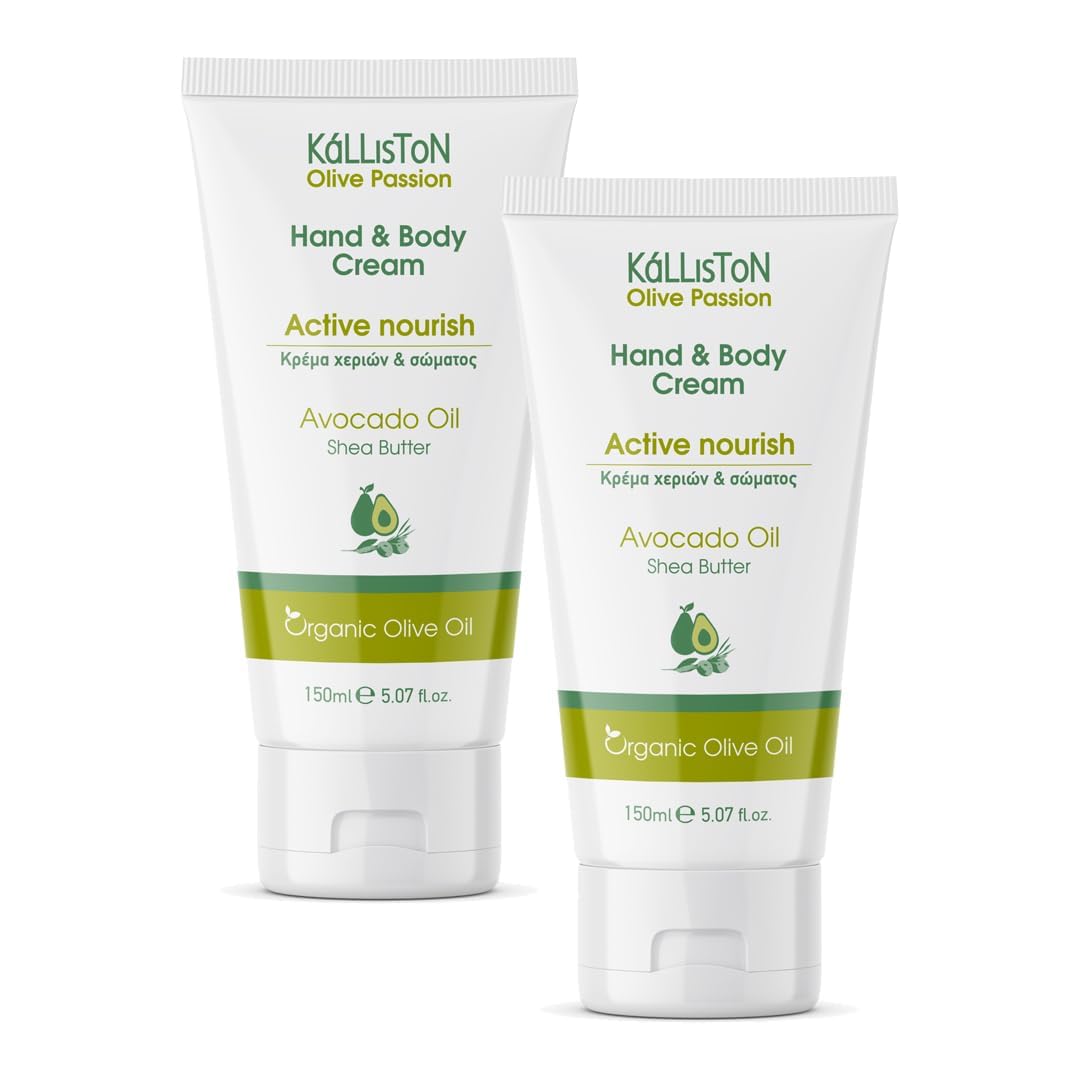 Kalliston, Organic Avocado Olive Oil Lotion, Hand & Body Cream, Made in Island of Crete, Greece, 5.07 oz Each, Pack of 2