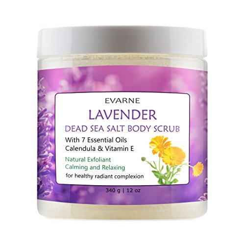 Evarne Lavender Dead Sea Salt Body Scrub with 7 Essential Oils