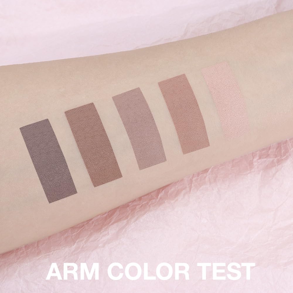 Neutral Nude Brown Eyeshadow Palette Makeup, 5 Colors Velvety Matte Finish, Cool-Toned Nude Taupe Eye Shadows, Natural Everyday to Eye Makeup Looks, for Brown Eyes Long Lasting Naturing-Looking 06#