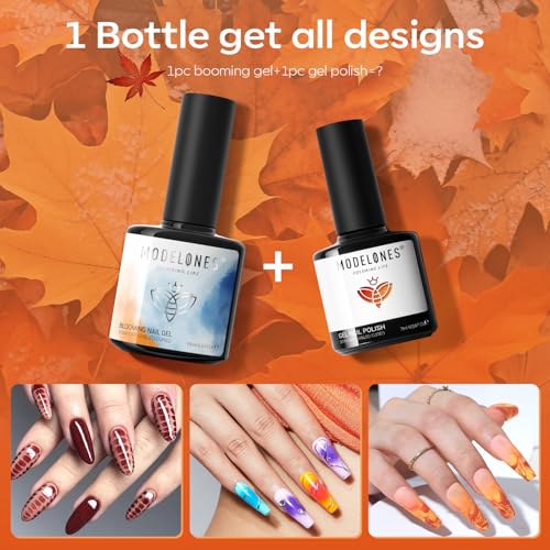 modelones Blooming Gel Nail Polish, 15 ml Clear Nail Art Accessories Stuff for Spreading Effects, Floral Print, Marble, Watercolor Design