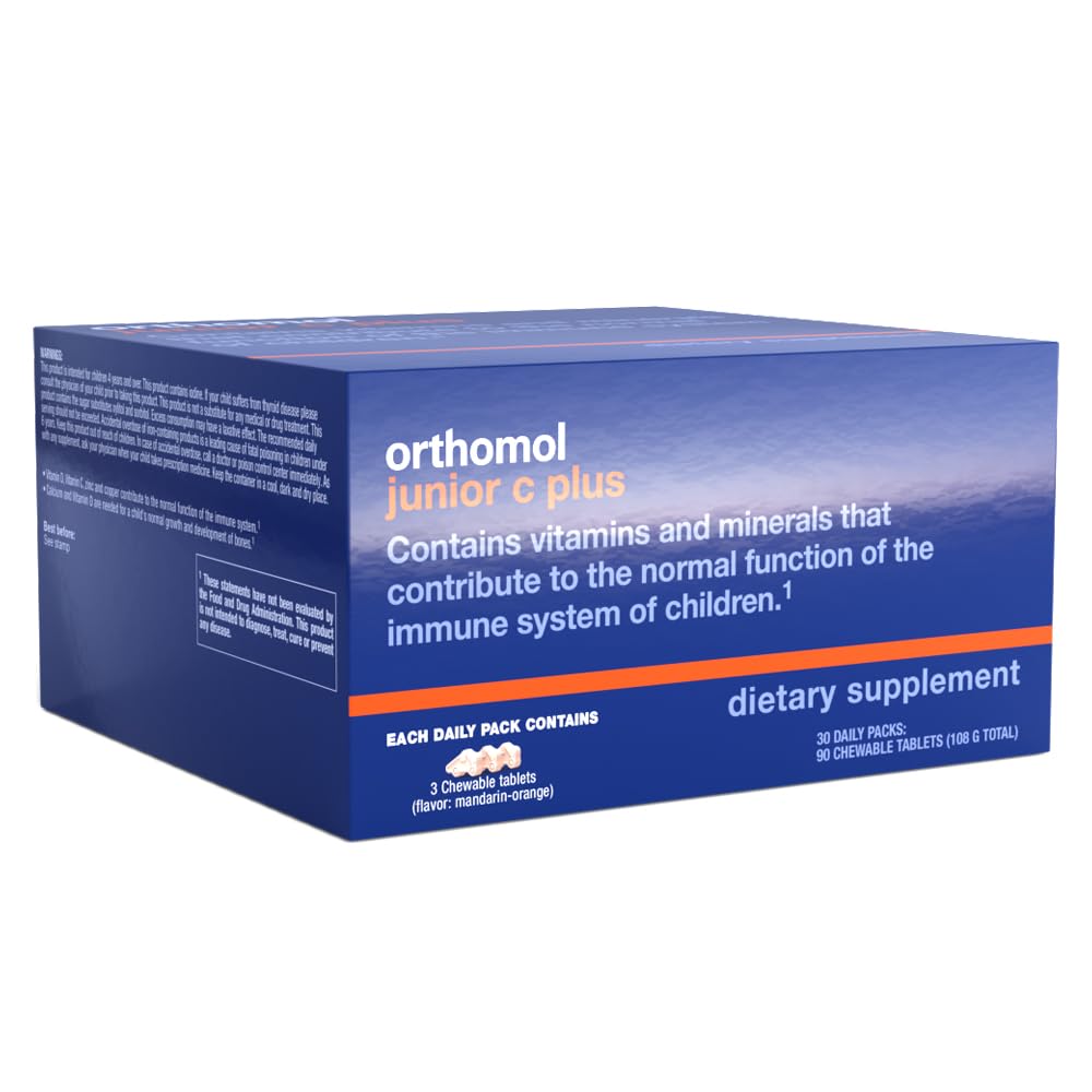 Orthomol Immun Junior C Plus, Kid's Multivitamin, Tangerine Flavor, 30-Day Supply