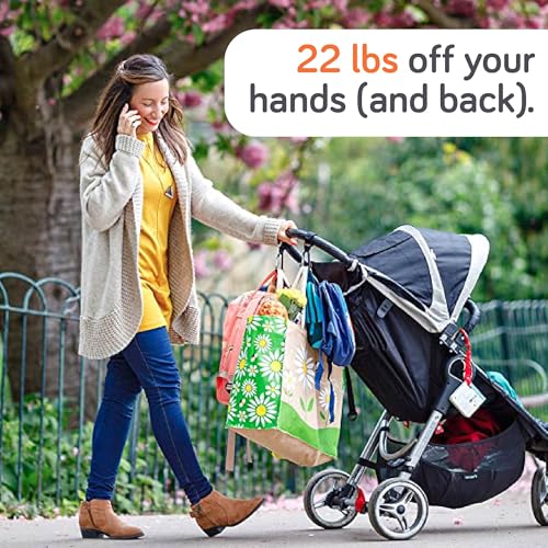 Baby Uma Stroller Hooks for Bags (2 Pack) - Universal Stroller Clips and Hooks, Non-Slip with One-Hand Opening, 11 lb Weight Capacity, Baby Travel Essential
