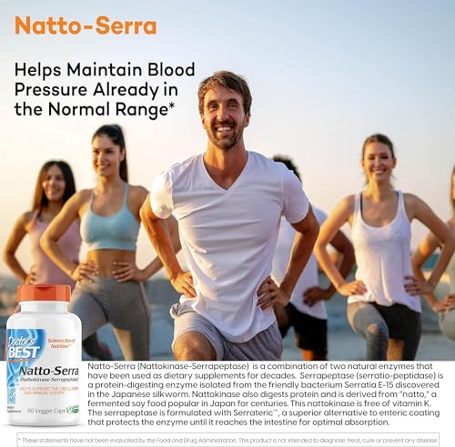 Doctors Best Natto-Serra, Supports Circulatory & Immune Health, Non-GMO, Vegan 90 Veggie Caps
