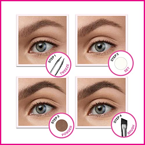 wet n wild Ultimate Eyebrow Makeup Kit, Long-Lasting Matte Brow Powder, Tweezers, Wax & Brush, Built-In Mirror, Purse-Friendly Compact - Dark Brown