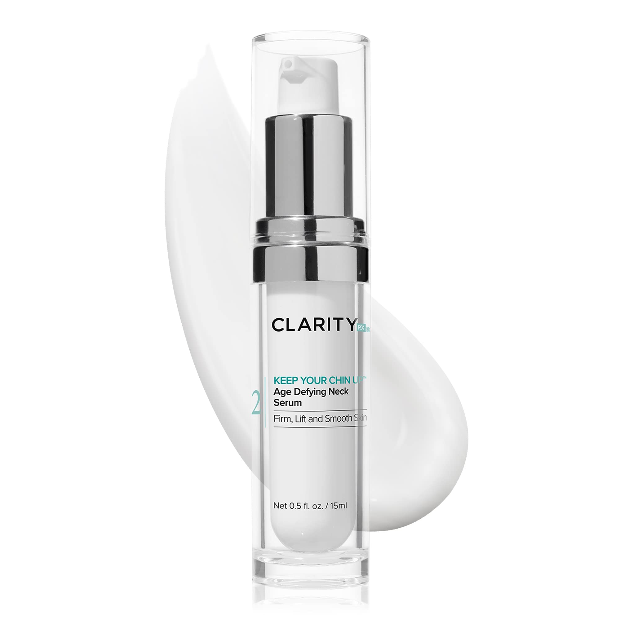 ClarityRx Keep Your Chin Up Anti-Aging Neck & Chest Serum, Natural Plant-Based Hyaluronic Acid Treatment for All Skin Types (1 fl oz)