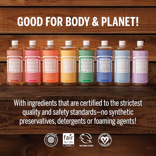 Dr. Bronner's Pure Castile Liquid Soap - Made with Regenerative Organic Certified Oils - 18-in-1 Uses for Face, Body, Hand, Hair- Gentle on Sensitive Skin - All Natural Body Wash- Lavender,32oz