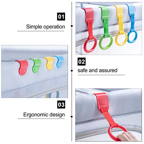 TOYANDONA 4Pcs Plastic Baby Pull Rings Hanging Walking Assistant Baby Stand Up Rings for Toddler Practice Tool