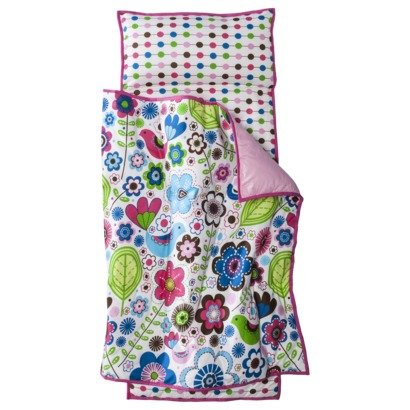 Bacati - 100% Cotton Percale Soft Breathable Fabrics Nap Mat with Pillow for Toddler Girls, Measures 50 x 20 x 1.5 Inches, Ideal for Daycare and Preschool, Sleepovers (Botanical Sanctuary, Pink/Multi)