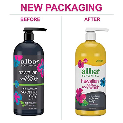 Alba Botanica Hawaiian Detox Body Wash, Anti-Pollution Volcanic Clay, 32 Oz