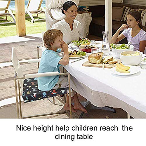 Toddler Booster Seat for Dining Table, Adjustable Double Seat Belt, Washable Waterproof, Portable for Travel, Increase Cushion (Black)