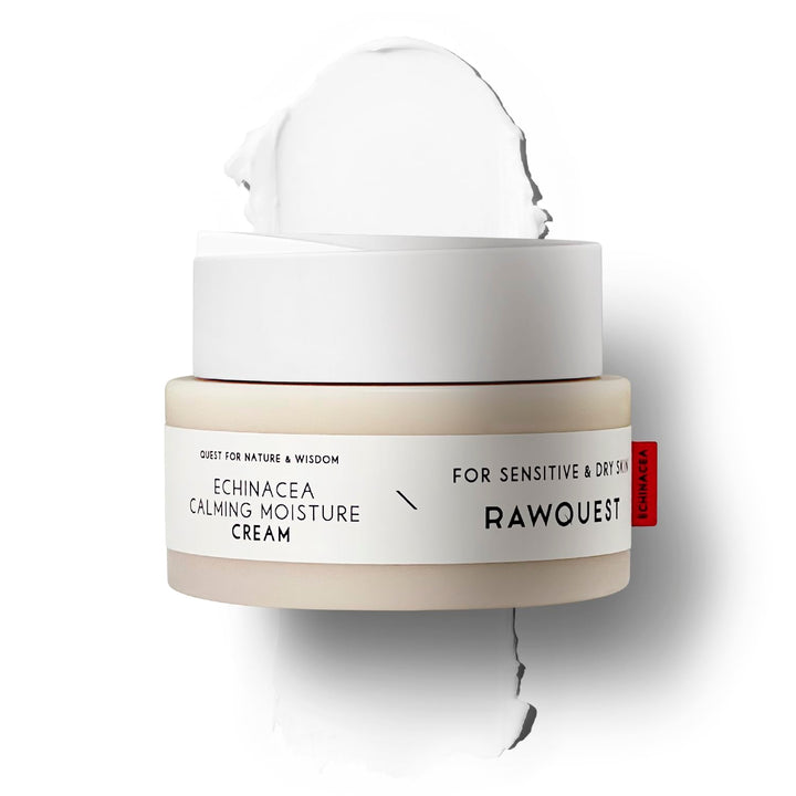 RAWQUEST- Echinacea Calming Moisture Night Cream Balm for Brightening, Anti-Aging, Wrinkle Improvement, Skin Barrier Repair & Hydration | Korean Skincare for Dry & Sensitive Skin (1.7 Fl Oz/ 50 ml)
