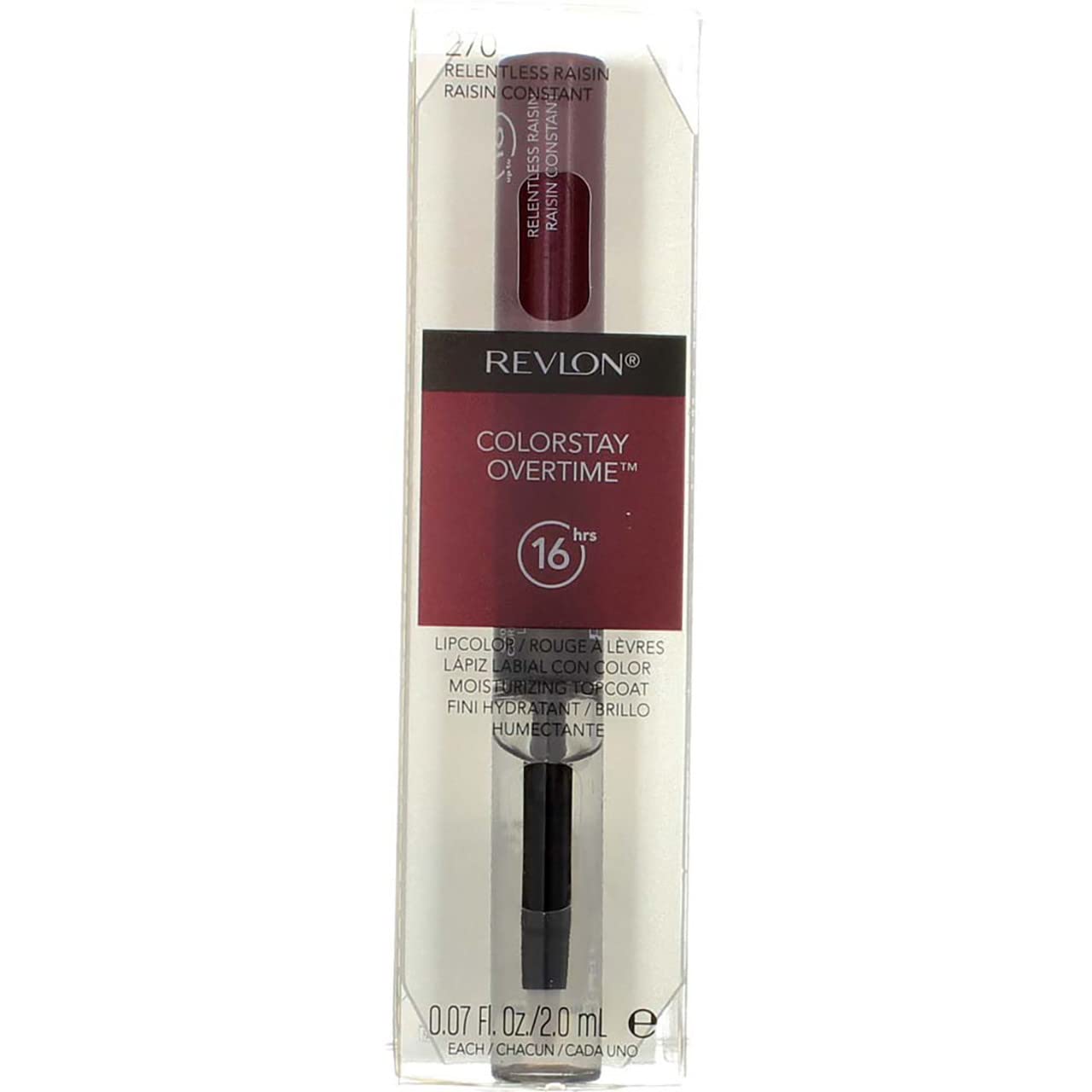 Revlon ColorStay Overtime Liquid Lip Color, Relentless Raisin [270] 1 ea (Pack of 4)