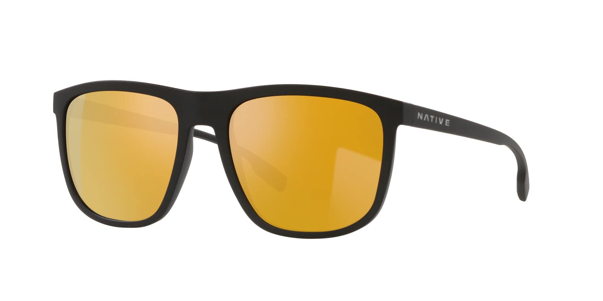 Native Mesa Square Sunglasses, Matte Black/Polarized Bronze Reflex, 57 mm