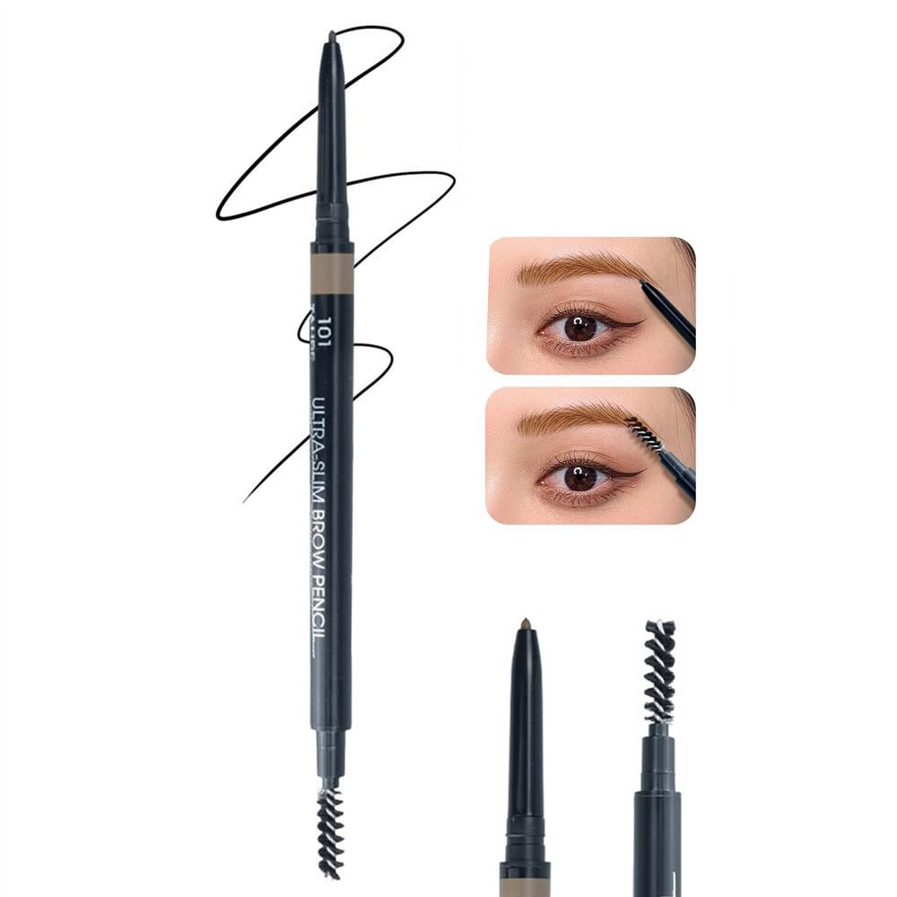 Go Ho Waterproof Taupe Eyebrow Pen with Brush,Dual-sided Fine Eyebrow Pencil,Natural-Looking,Long Lasting,Draws Tiny Brow Hairs and Fills in Sparse Ultra-Fine Brow Pen,01