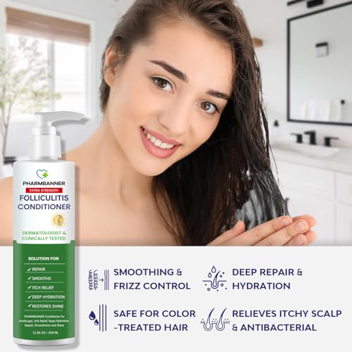 Folliculitis Itch Relief Conditioner: Tea Tree Oil & Moroccan Argan Oil - Deep Hydration & Repair - Nourishes, Smooths, Restores Shine - Safe for Dry or Damaged Hair-11.84 oz